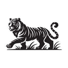 Obraz premium Black tiger silhouettes vector illustration
