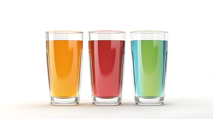  Glasses of drinks on white background