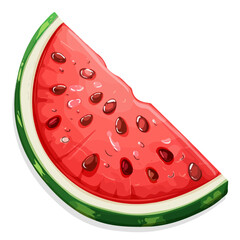 A watercolor painting of a slice of juicy watermelon, isolated on a white background. Slice of juicy watermelon vector.
