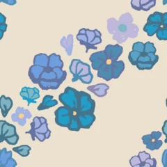 Gardinen Wolken Nahtlos Pattern with nice blue flowers. Interesting stripes, hand draw with texture. Vector.  © Daria