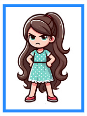 The cute girl is angry, factor