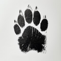 Bear paw grunge trace on white background