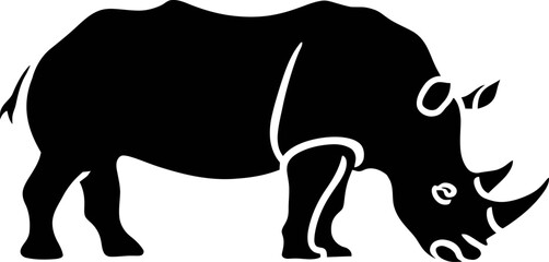 Rhino Silhouette icon design Minimal style hand drawn