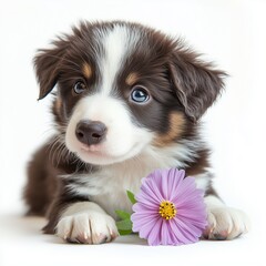 Fototapeta premium border collie puppy Dog on a white background