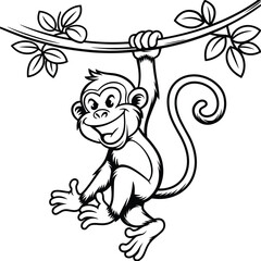 Playful Monkey Hanging from a Branch