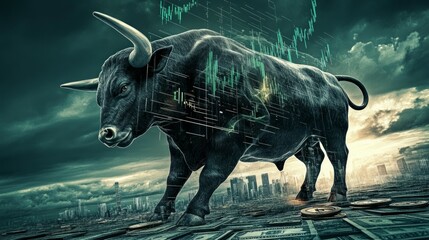 stock market graph Bull run or bullish market trend in crypto currency or stocks.