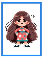 The cute girl is angry, factor