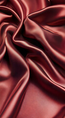 Obraz premium A close-up of luxurious, flowing red satin fabric, showcasing its smooth texture and sheen.