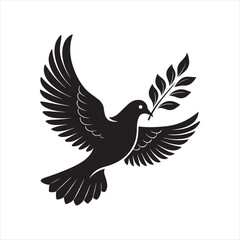 peace bird silhouette vector logo design