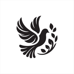 peace bird silhouette vector logo design