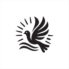 peace bird silhouette vector logo design