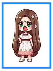The cute girl is angry, factor