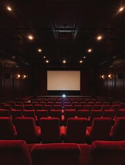 Fototapeta premium Luxurious Home Theater with Empty Seats