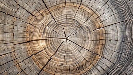 Fototapeta premium Close-Up View of Wooden Slice with Gray Cut Wood Texture and Grain Background