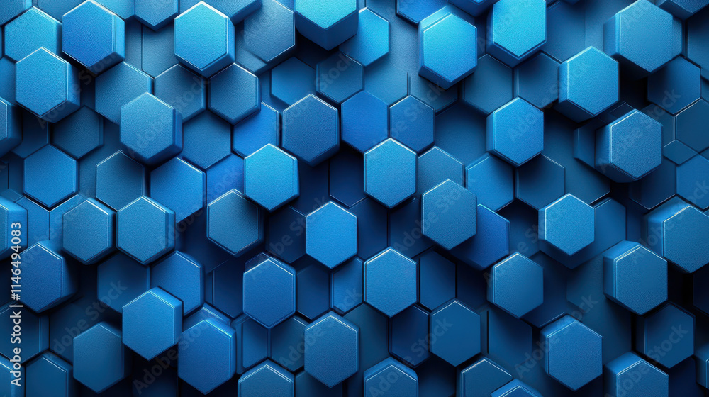 Poster dynamic abstract blue geometric cubes 3d background seamless pattern for design