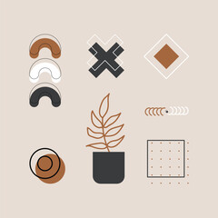 Flat boho elements collection