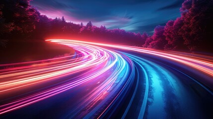 Abstract neon lines creating a sense of speed