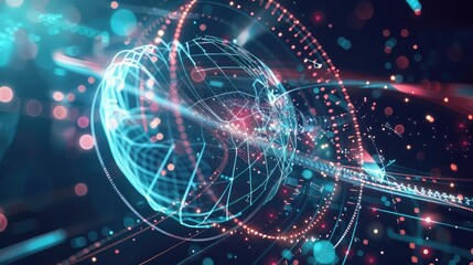 Futuristic Digital Globe with Abstract Data Visualization
