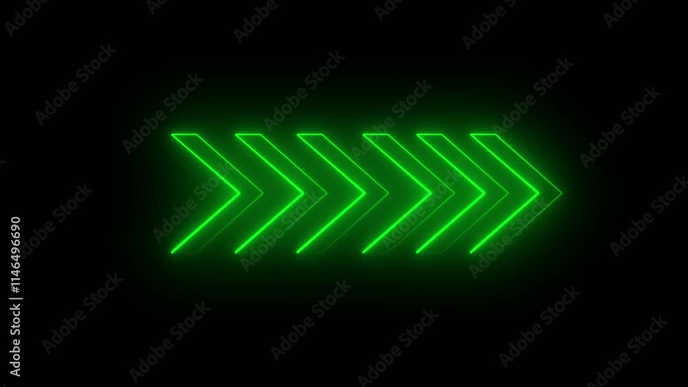 Poster black background, glowing neon arrow direction on neon arrow sign animation arrow swipe animation fl
