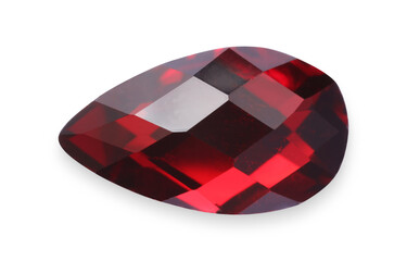 One red shiny gemstone isolated on white