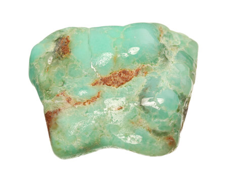 Beautiful chrysoprase isolated on white. Natural gemstone
