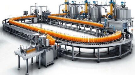 Industrial Automated Bottling Line for Beverage Processing
