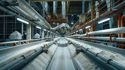 Modern Industrial Conveyor System Processing Materials