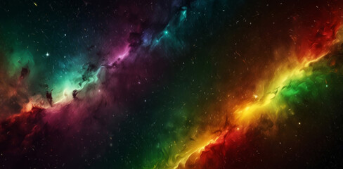 Obraz premium Nebula and galaxies in space, The elements of this image furnished the galaxy abstract wallpaper Background design for Black History Month and juneteenth with red, yellow and green lights and stars. 