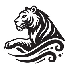 vector silhouette hungry tiger head design