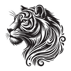 vector silhouette hungry tiger head design