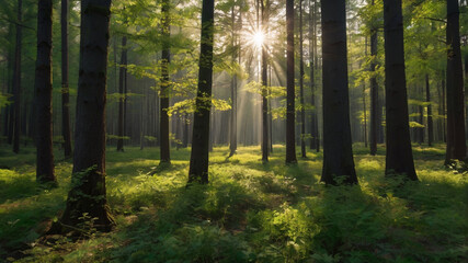 Naklejka premium morning in the forest