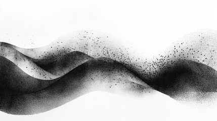 Abstract wave halftone black and white. Monochrome texture for printing on badges, posters, and business cards. Vintage pattern of dots randomly arranged