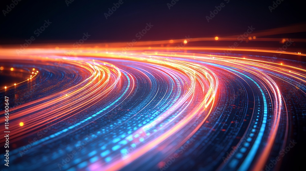 Poster digital data stream a futuristic network highway
