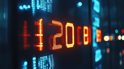 Obraz premium Digital display showing numerical data, possibly related to finance or technology.