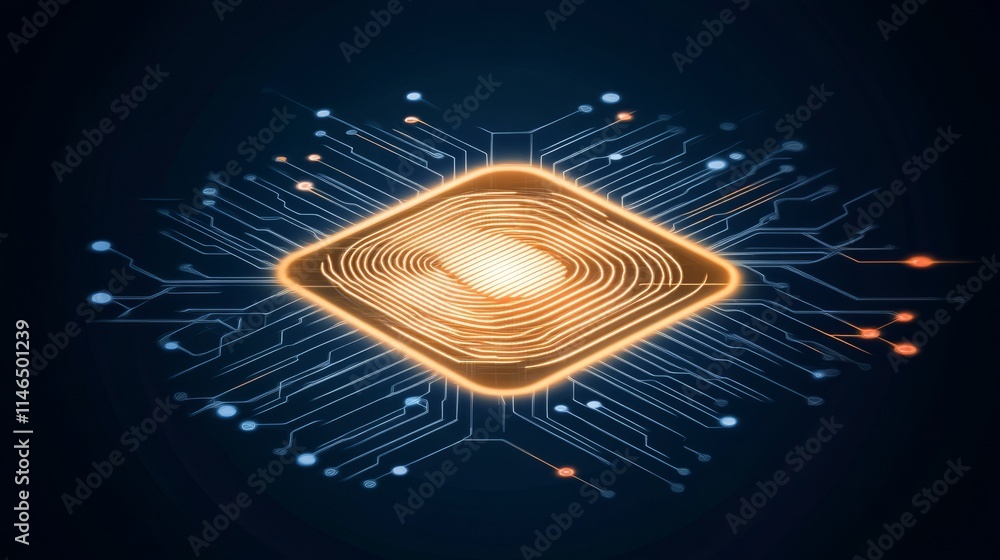 Poster digital fingerprint authentication system microchip circuit board