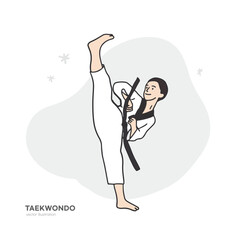 Illustration of a man doing Taekwondo
