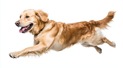 Golden retriever dog running in studio animal photography action