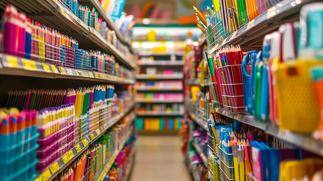 Colorful school stationary in store generated.AI