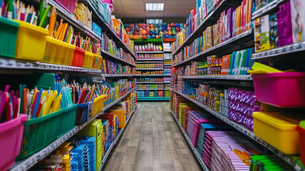 Fototapeta premium Colorful school stationary in store generated.AI