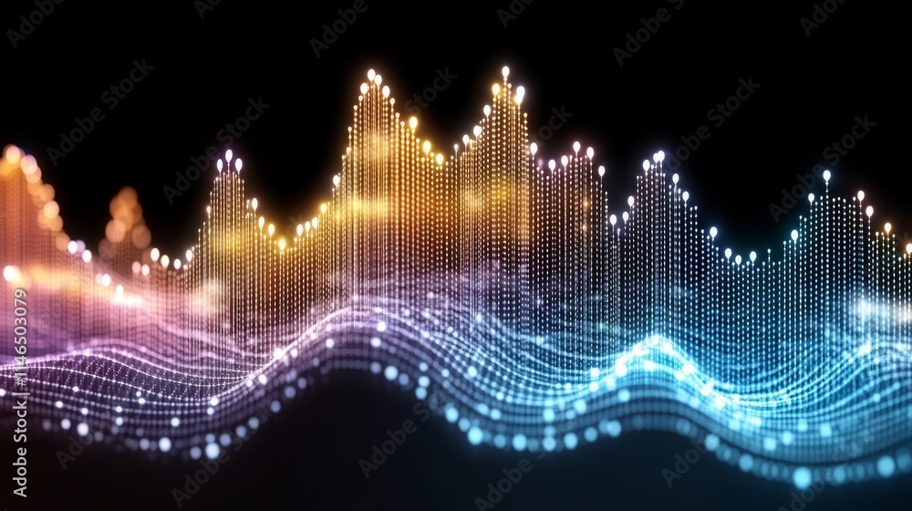 Poster dynamic data visualization abstract waveform pattern