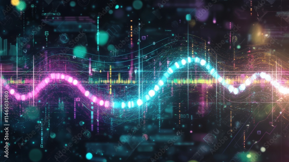 Poster dynamic data visualization abstract tech waveform