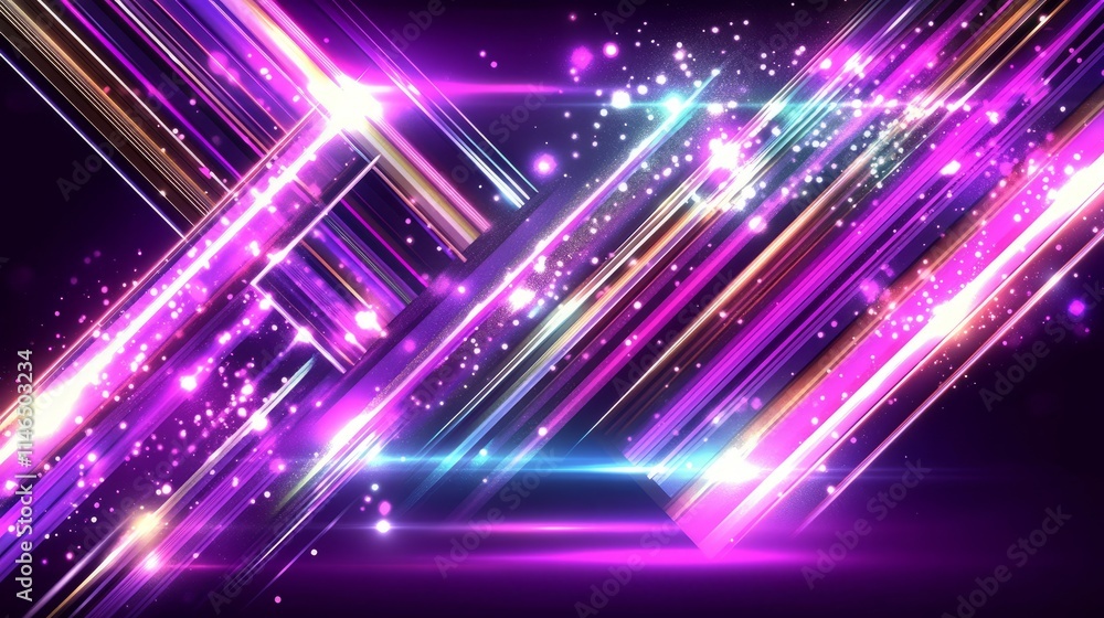 Poster Dynamic Neon Lines Abstract Background Design
