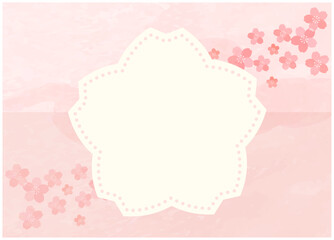 満開の桜の花のベクターフレーム素材　花びらのタイトル背景フレーム　春の水彩素材