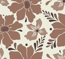 Vector seamless floral pattern. Beige and brown shades. For printing on fabric, paper, wrapping paper, wallpaper.