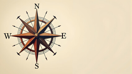 Antique Compass Rose: A vintage navigational tool, pointing towards adventure and exploration, against a creamy backdrop. Find your way!