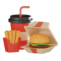 3D Render of Ready-to-Eat Takeaway Meal Packaging Icon Illustration