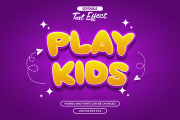 Play kids editable text effect with purple background 