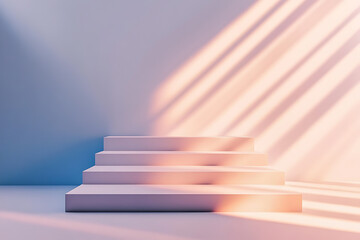 Obraz premium Pastel Steps Display Platform - Modern Minimalist Design