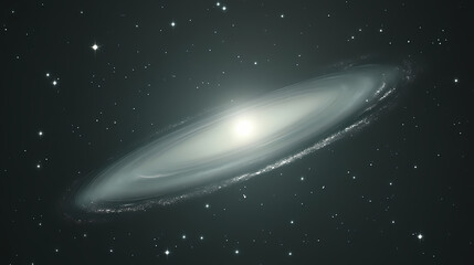 Elliptical galaxy with smooth gradients of silver: a cosmic wonder in space. Ecliptical. Illustration