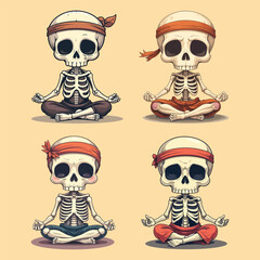 Meditating Skeletons with Bandanas